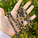 Adabele Premium 108 Mala Bead Tassel Necklace, 8mm Natural Golden Yellow Tiger Eye Gemstone, Tibetan Buddhist Japa Prayer Beaded Jewelry RGN7
