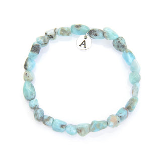 1 Strand Stretch Natural Blue Larimar Free Form Gemstone Bracelet, 5-8mm Small Beads, Length Selections: 7 inch/7.5 inch