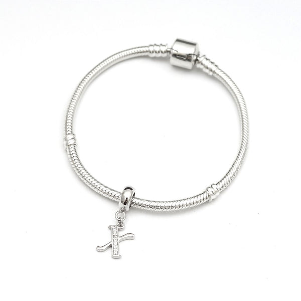 1pc 925 Sterling Silver Letter X, Alphabet Charm Pendant Drop, 18mm Long, Hole ID 4.5mm, EC3-A24