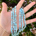 Natural Larimar Gemstone Oval Tumbled Pebble Beads, Irregular, 6mm to 8mm, Hole ID 1mm, 15 Inch/1 Strand, GZ11-16