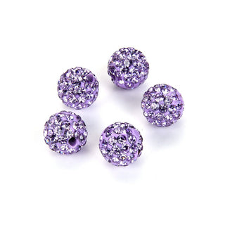 25pcs Adabele Grade A Suncatcher Crystal Rhinestone Pave Polymer Clay Beads, Violet Purple, Size Selections: 8mm/10mm/12mm
