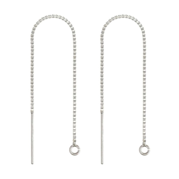 4pcs 925 Sterling Silver Threader Earring Finding, Open Ring, Pull Through Threaded Chain, Length Selections: 2 inch/3 inch/4 inch/5 inch/6 inch