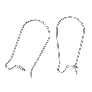 100pcs 316 Stainless Steel Kidney Earring Hooks – 0.8mm Wire (18mm/25mm/30mm/36mm/43mm)
