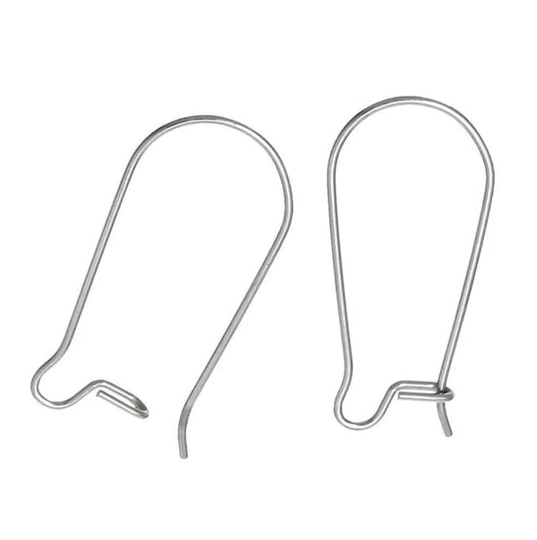 100pcs 316 Stainless Steel Kidney Earring Hooks – 0.8mm Wire (18mm/25mm/30mm/36mm/43mm)