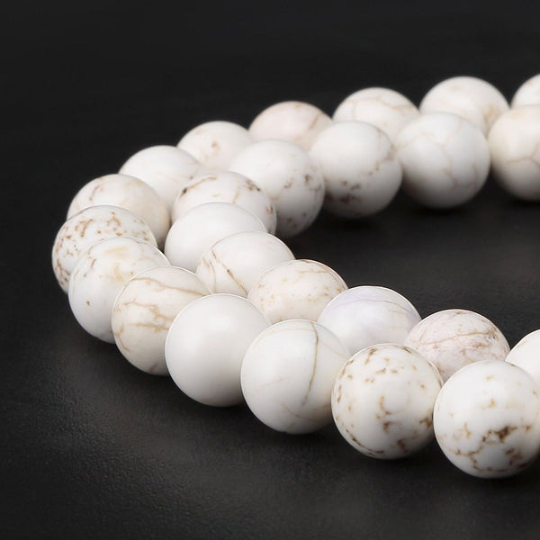 Natural Magnesite Imitated White Howlite Gemstone Round Beads, 10mm, Hole ID 1.1mm, 30 Inch, About 80pcs Beads, GR-F10