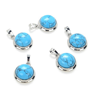 2pcs Natural Blue Howlite Imitation Turquoise Round Gemstone Pendant Drops, 20mm, G2P-K8