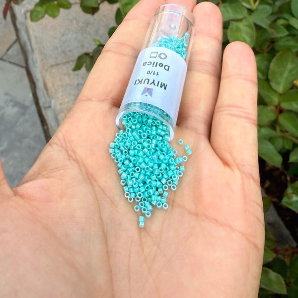 30g Miyuki Delica 11/0 Seed Beads, Opaque Rainbow Sea Opal DB1576