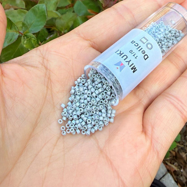 30g Miyuki Delica 11/0 Seed Beads, Matte Rainbow Shark Fin Grey DB2320
