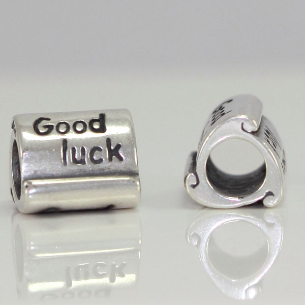1pc Solid 925 Sterling Silver Good Luck Charm Lucky Bead, Compatible with Pandora All Other Charm Bracelet, EC373