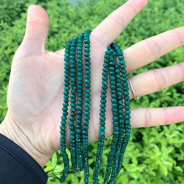 Natural Emerald Green Quartz Gemstone Faceted Rondelle Beads, 4x2mm/Small, Hole ID 0.9mm, 14 Inch/1 Strand, GH1R-10