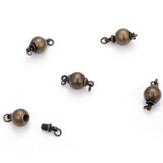 50pcs Ball Screw Clasp, Antique Bronze Plated Brass, Size Selections: 6mm/8mm