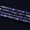 Natural Iolite Dichroite Gemstone Tiny Small Faceted Round Beads, 4mm, Hole ID 0.6mm, 15 Inch/1 Strand, GK4-20