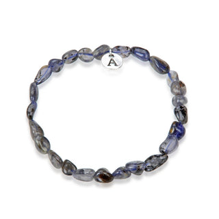 1 Strand Stretch Natural Iolite Dichroite Free Form Gemstone Bracelet, 5-8mm Small Beads, Length Selections: 7 inch/7.5 inch