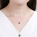 925 Sterling Silver January Birthstone Solitaire Necklace, 6mm/0.84 Carat Red Garnet Cubic Zirconia CZ, Length Selections: 16 inch/18 inch