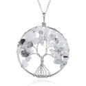 1pc Tree of Life Prosperity Necklace, Natural Black Quartz Rutilated Gemstone Pendant, 26 inch Surgical Stainless Steel Chain, GGP9-10