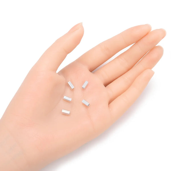 10pcs 925 Sterling Silver Large Hole Square Tubes, 7mm, Hole ID 2mm, SS373