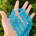 50pcs Creative Club Faceted Flat Oval Crystal Beads, Aquamarine Blue, 16x12mm/Large, Hole ID 1.1mm, CCO-10
