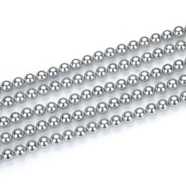 AAA Grade Natural Shell Pearl Round Beads, Freshwater Mother Of Pearl Nacre, Silver, 1 Strand/15 Inch, Size Selections: 4mm/6mm/8mm