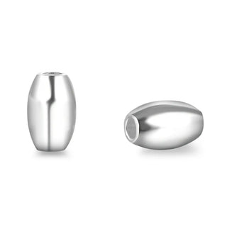 10pcs 925 Sterling Silver Oval Rice Spacer Beads, 8x6mm, Hole ID 2.2mm, SS114