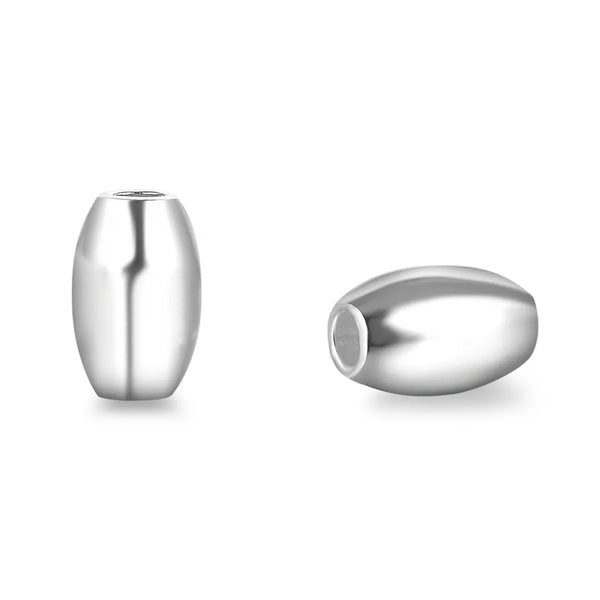 10pcs 925 Sterling Silver Oval Rice Spacer Beads, 8x6mm, Hole ID 2.2mm, SS114