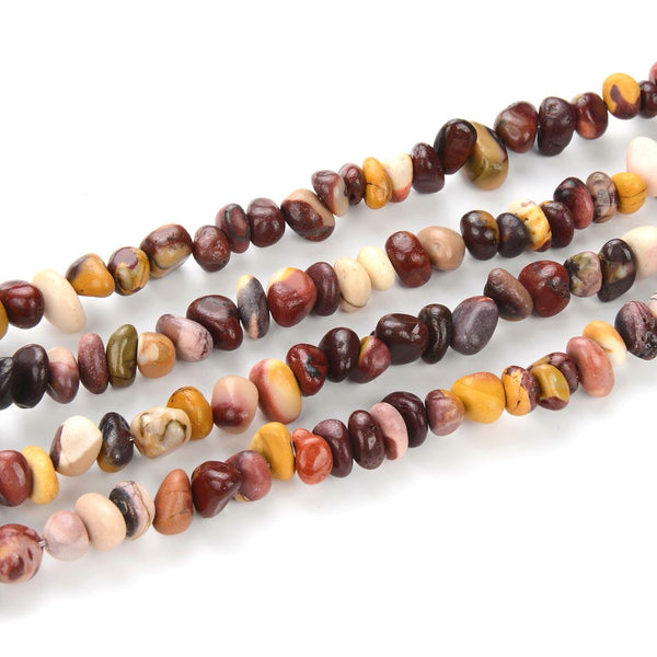 Natural Mookaite Jasper Gemstone Smooth Tumbled Pebble Beads, Irregular, 8mm-10mm, Hole ID 1mm, 1 Strand/15 Inch, GZ3-12