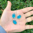 10pcs Grade A March Aquamarine Blue Oval Birthstone Charm Drops, 18K Yellow Gold Plated Brass, 18x13mm, CCP6-G3