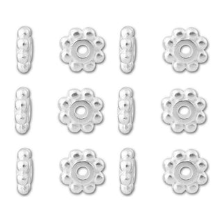 100pcs Tarnish Resistant Small Thin Daisy Flower Rondelle Beads, Sterling Silver Plated Brass, 4.5x0.8mm, Hole ID 1.2mm, BF110-1