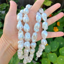 15 Inch AA Grade Good Luster Natural Baroque Pearl Beads, Irregular White Cultured Freshwater Flameball Teardrop Pearls, Large 17mm-28mm Flameball Pearls, Hole ID 1mm, PA2-28