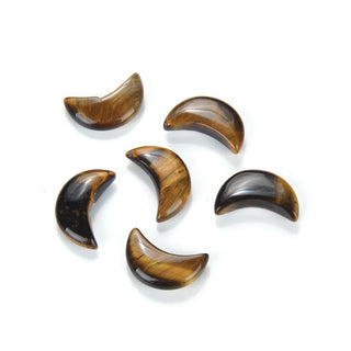 4pcs Natural Yellow Tiger Eye Hand Carved Moon Gemstone, 18mm Loose Cut Stones, G3P-A1