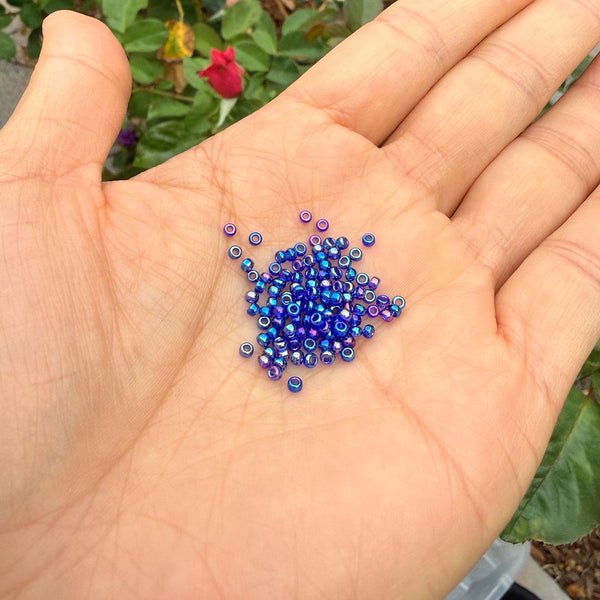 25g Miyuki Rocaille 11/0 Round Seed Beads Translucent Rainbow Cobalt RR-177