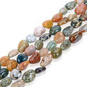 Natural Ocean Jasper Gemstone Oval Tumbled Pebble Beads, Irregular, 7mm to 10mm, Hole ID 1mm, 15 Inch/1 Strand, GZ12-41