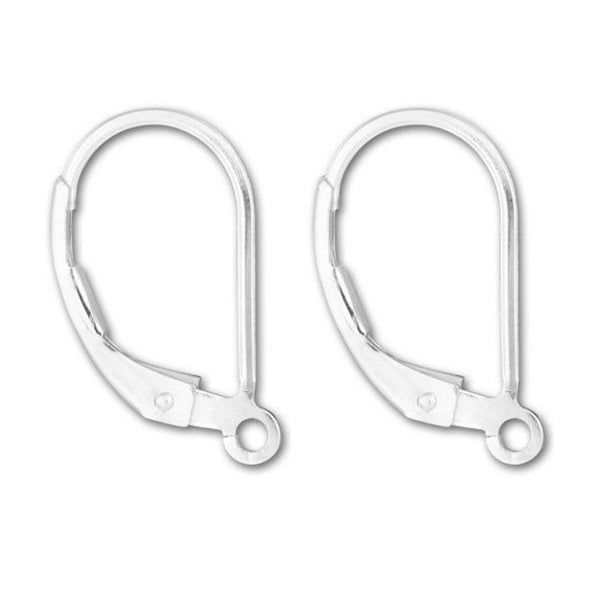 50pcs Leverback Earring Hooks, Sterling Silver Plated Brass, Size Selections: 15mm/17mm