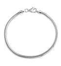 1pc 925 Sterling Silver 3mm Snake Chain Charm Bracelet, Antique Silver Finish, Length Selections: 7 inch/7.5 inch/8 inch/8.5 inch