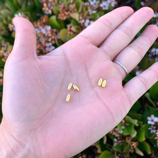 20pcs 925 Sterling Silver Oval Rice Beads, Real 18K Yellow Gold Plated, Size Selections: 5.5x3mm, 7x4mm, 8x6mm