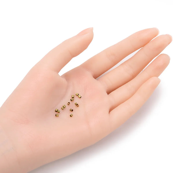 500pcs Small Tiny Crimp Tubes, Antique Bronze Plated Brass, Size Selections: 2x2mm, 3x2mm, 3x3mm