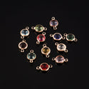 1 Set/12pcs Grade A Mixed Birthstone Charm Links, 18K Yellow Gold Plated Brass, Size Selections: 6mm/8mm