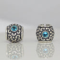 1pc Solid 925 Sterling Silver March Blue Birthstone Bead Cubic Zirconia CZ, Compatible with Pandora All Other Charm Bracelet, EC484