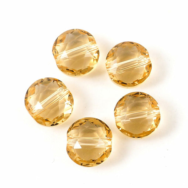 25pcs Adabele Austrian Faceted Flat Round Coin Crystal Beads #5052, Golden Yellow Champagne, 8mm, Hole ID 1mm, SSMR828