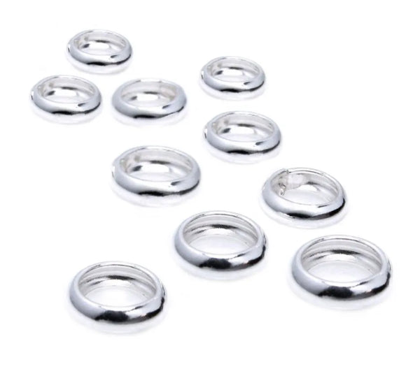 10pcs 925 Sterling Silver Large Hole Ring Rondelle Beads, 7mm, Hole ID 4.9mm, SS47