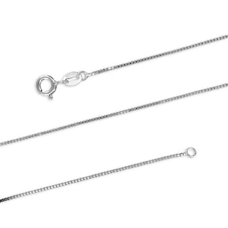 1pc 925 Sterling Silver Box Link Chain Necklace, Tarnish Resistant Rhodium Plated, 0.8mm, Strong Thin Small, 18 inch, SSX21-18