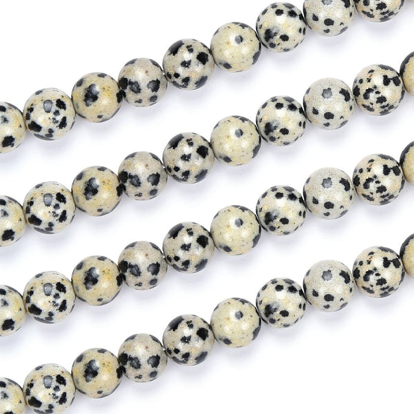 Natural Dalmatian Jasper Gemstone Round Beads, 1 Strand/15 Inch, Size Selections: 4mm/6mm/8mm/10mm