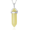 1pc Natural Yellow Jade Gemstone Pendant Necklace, 18 Inch Surgical Stainless Steel Chain, GGP-C16