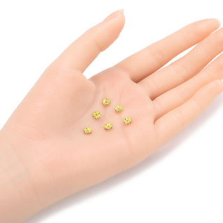 100pcs Grade A Wave Flower Crystal Clear Rhinestone Beads, 18K Yellow Gold Plated Brass, Size Selections: 4mm/5mm/6mm/8mm/10mm