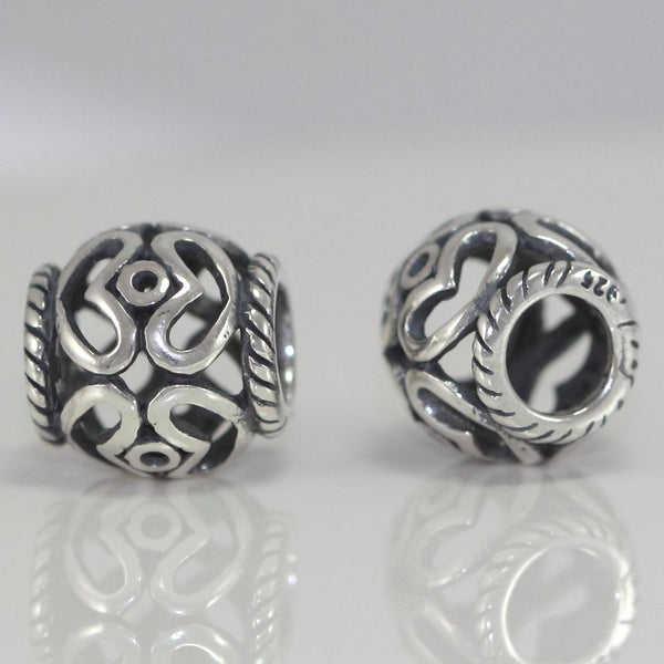 1pc Solid 925 Sterling Silver Two Hearts Union Charm, Compatible with Pandora All Other Charm Bracelet, EC269