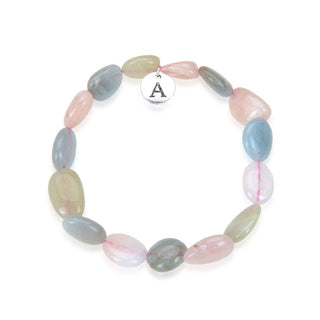 1 Strand Stretch Natural Multi-color Morganite Beryl Free Form Gemstone Bracelet, 7-10mm Beads, Length Selections: 7 inch/7.5 inch