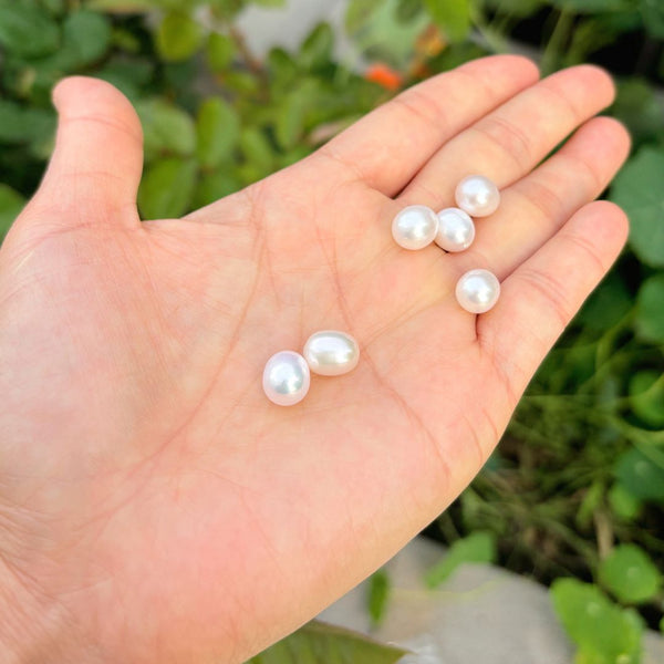 10pcs Natural AAAA Grade High Luster Half Drilled Teardrop Pearls Beads, White Cultured Freshwater Pearls, 9-10mm, Hole ID 0.85mm, PT4-910