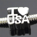 1pc Solid 925 Sterling Silver I Love USA Charm Love Freedom Bead, Compatible with Pandora All Other Charm Bracelet, EC233