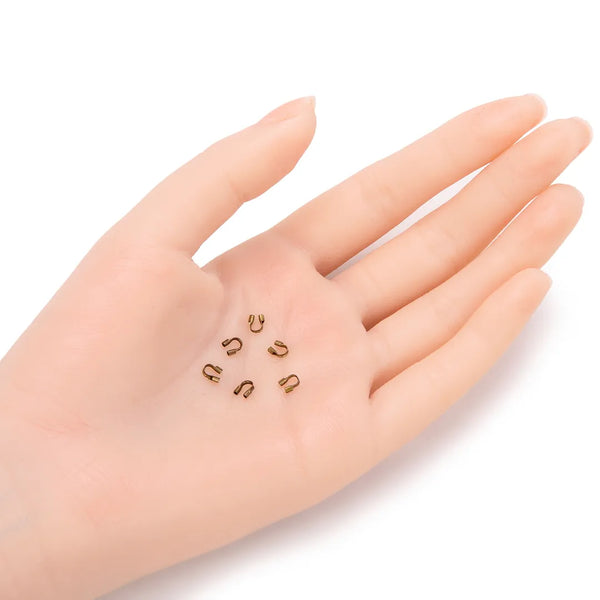 200pcs Wire Guard Thread Protector, Antique Bronze Plated Brass, Tarnish Resistant, Hole ID Selections: 0.5mm/1.6mm