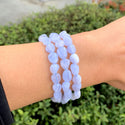 1 Strand Stretch Natural Blue Lace Agate Free Form Gemstone Bracelet, 7-10mm Beads, Length Selections: 7 inch/7.5 inch