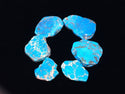 5pcs Natural Grade A Turquoise Blue Impression Aqua Terra Jasper Beads, Large Flat Slab Gemstone Beads, Smooth Free Form, 15-45mm, Hole ID 1mm, GX7